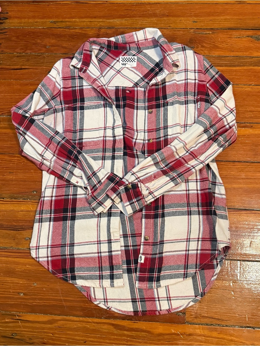 Vans Red White and Black Plaid Button-Down Shirt